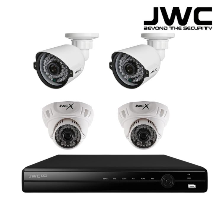 JWC 밝히는 CCTV 자가설치 세트 4채널 500만화소 실내2 실외2 상품 감시카메라