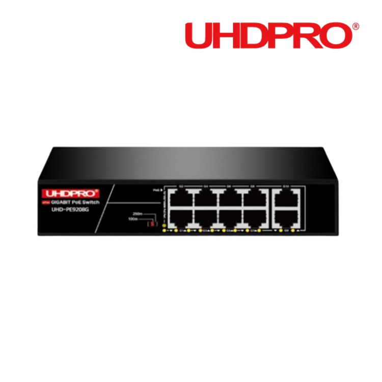 CCTV 8포트 POE 기가 허브 서지보호 2포트 업링크 랜 스위치 UHD-PE9208G