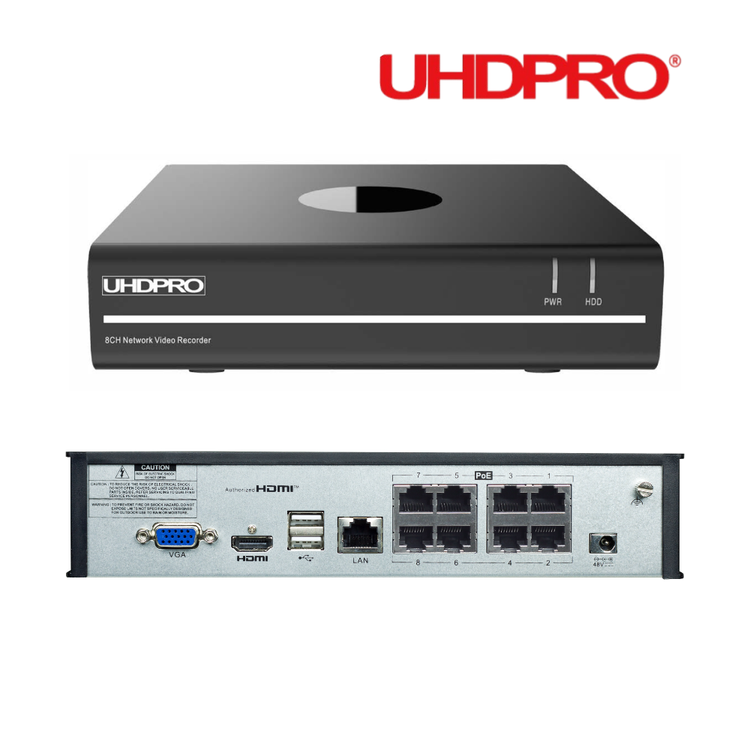 NVR 8채널 8POE 디지털 CCTV 녹화기 800만화소 AI기능 UHD-IN808P