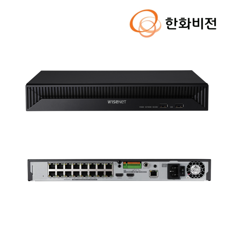 한화테크윈 QRN-1630S NVR CCTV 녹화기 800만화소16채널 POE 6TB
